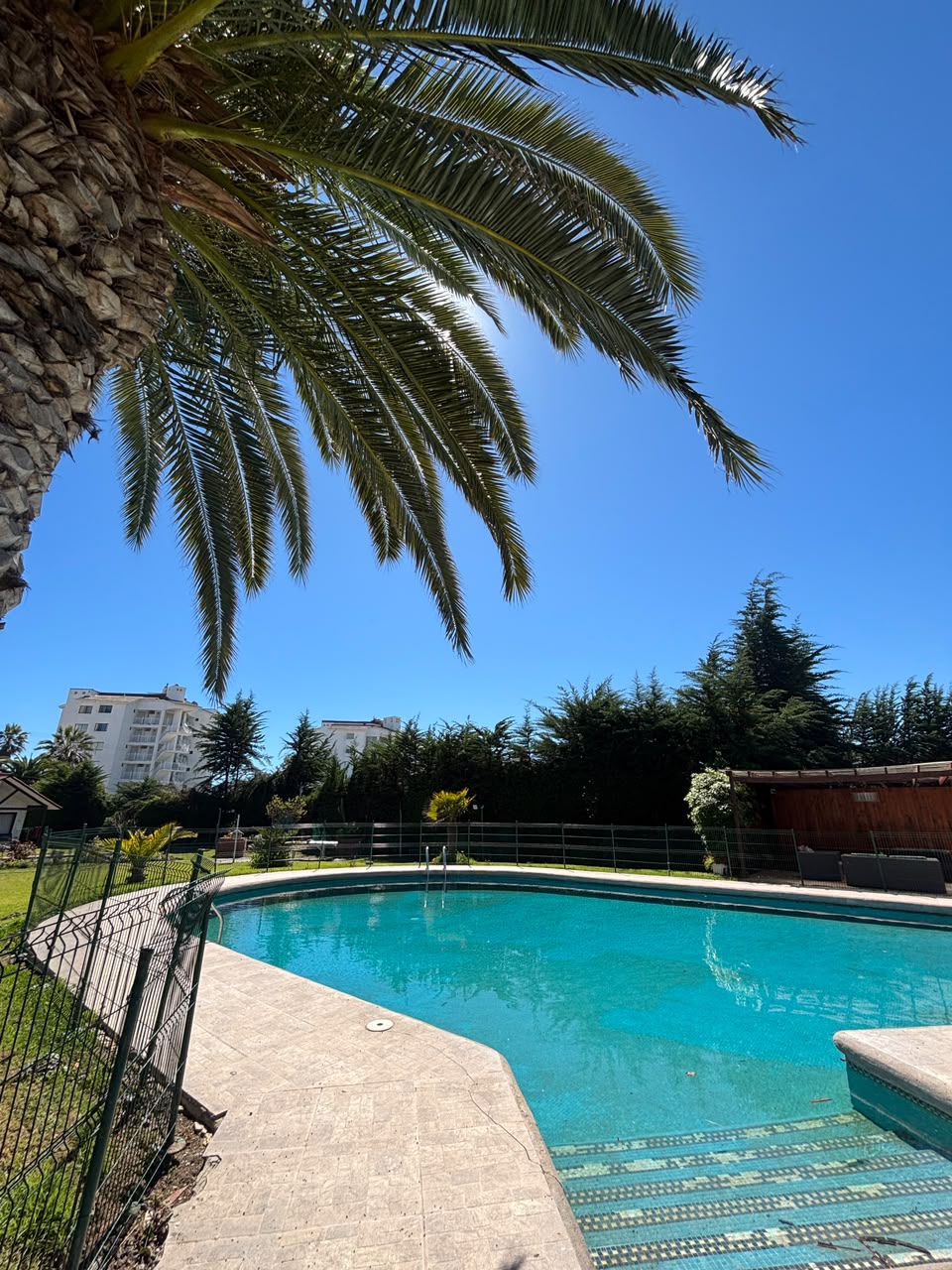 Piscina y áreas verdes