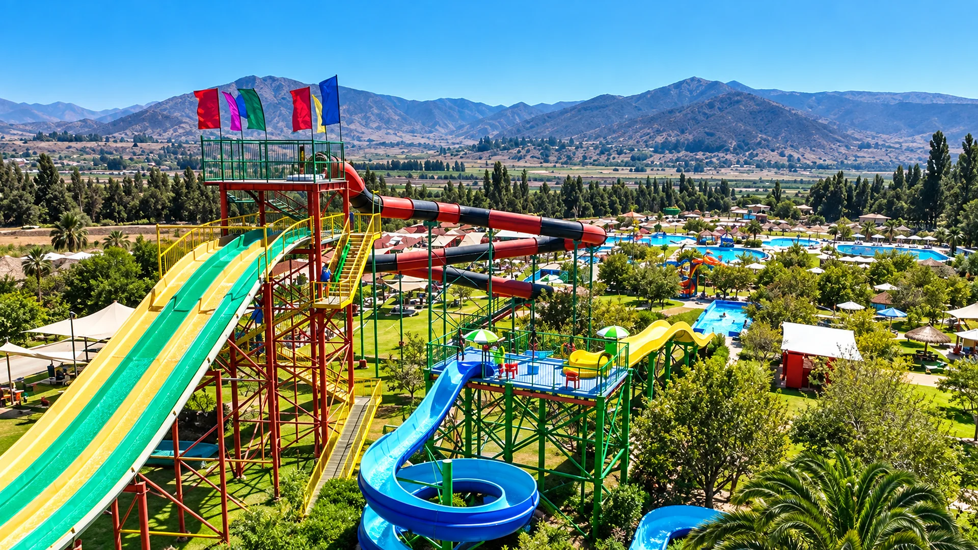 Toboganes y piscinas